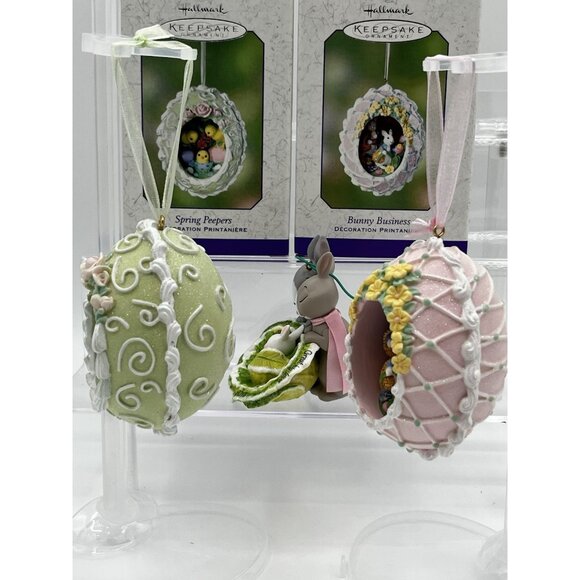 Hallmark Keepsake Ornament Easter Bunny 2002 & 2017 Rabbit Easter Egg lot of 3 - Picture 8 of 16